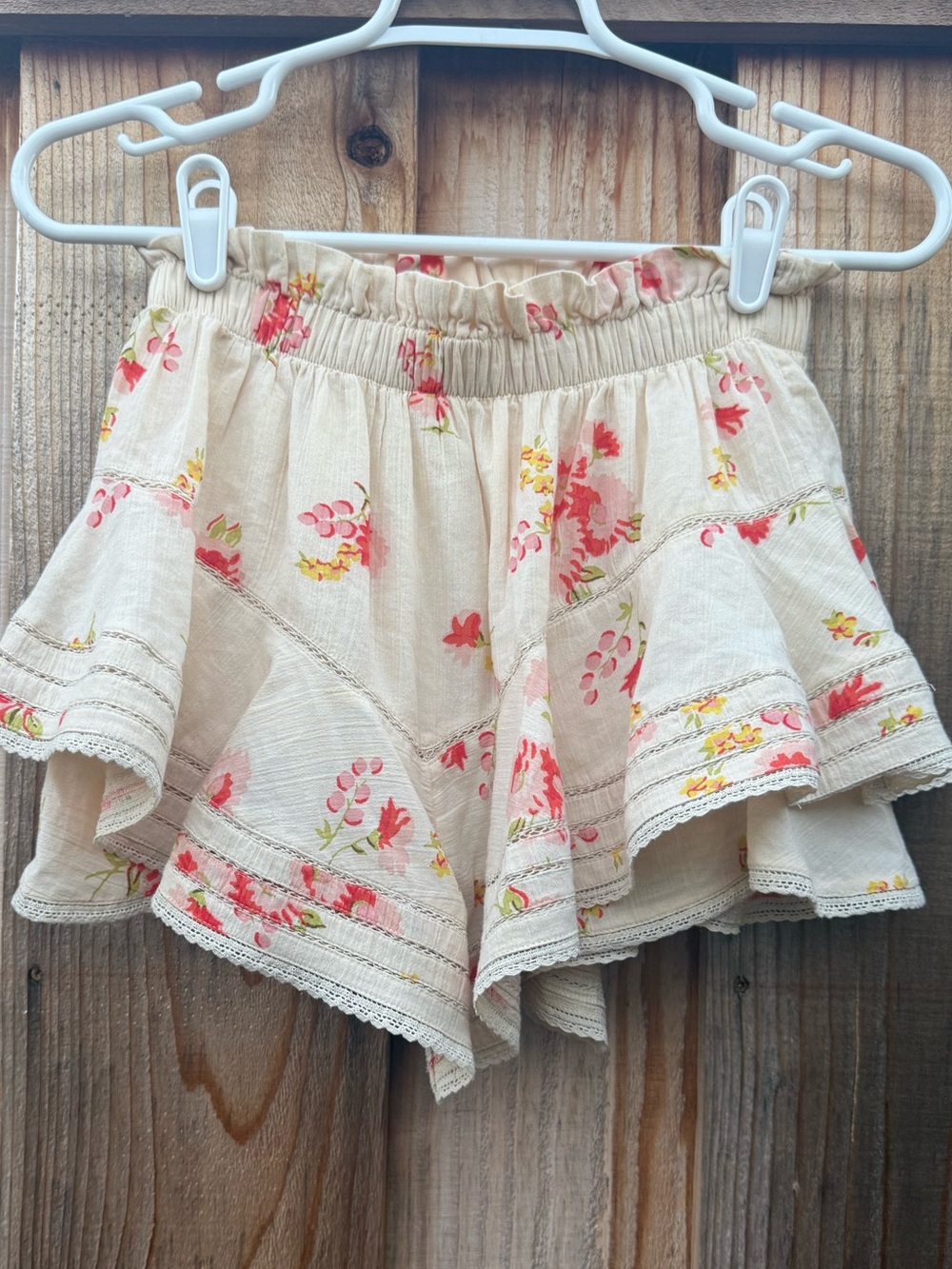 aerie Cream Floral Tiered Skort with Pink & Yellow Flowers